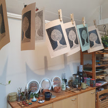 Olive Tree block print. £20 per print will go to the charity Medical Aid for Palestinians (MAP)